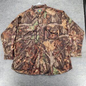 Cabelas Shirt Mens 3XL Button Up Long Sleeve Brown Camo Vented 034411